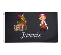 U24 Bandiera piccolo pirata con nome a scelta, 90 x 150 cm