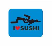 U24 Tappetino per mouse in tessuto, motivo "I Love Sushi, colore: blu