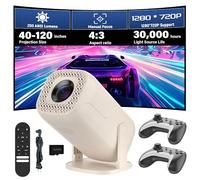 U5 Mini Proiettore Portatile con WiFi Bluetooth, Android 14, 720 HD 200 ANSI, Compatibile con 36000+ Giochi 14 Emulatori, Correzione Trapezoidale Rotabile 180° Proiettore Bluetooth per HD/USB (Crema)