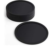 U6901 - Sottobicchieri in Silicone senza BPA Antiscivolo, Set Sottobicchieri da 8 - Rotondi, per Birra, Tazza da Caffè, Tazze da Tè, Bottiglie - Festa, Casa, Ufficio e Altro - Nero