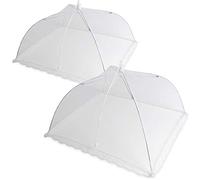 U6919 - Coprivivande di Rete di Poliestere Pieghevole, a Ombrello, Riutilizzabile Retine Coprivivande - Food Cover, Schermo per Insetti - Interno e Esterno - Bianco - 2 Pezzi