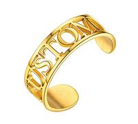 U7 Anello da Uomo e Donna Personalizzato con 1/2/3 Nome e Pietra Portafortuna in Acciaio Inossidabile Colore Argento Oro Regalo per Uomo e Donna Compleanno Anniversario Natale