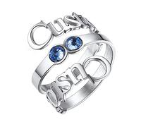 U7 Anello da Uomo e Donna Personalizzato con 1/2/3 Nome e Pietra Portafortuna in Acciaio Inossidabile Colore Argento Oro Regalo per Uomo e Donna Compleanno Anniversario Natale