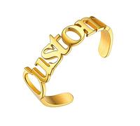 U7 Anello da Uomo e Donna Personalizzato con 1/2/3 Nome e Pietra Portafortuna in Acciaio Inossidabile Colore Argento Oro Regalo per Uomo e Donna Compleanno Anniversario Natale
