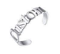 U7 Anello da Uomo e Donna Personalizzato con 1/2/3 Nome e Pietra Portafortuna in Acciaio Inossidabile Colore Argento Oro Regalo per Uomo e Donna Compleanno Anniversario Natale