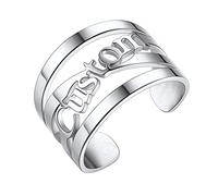U7 Anello da Uomo e Donna Personalizzato con 1/2/3 Nome e Pietra Portafortuna in Acciaio Inossidabile Colore Argento Oro Regalo per Uomo e Donna Compleanno Anniversario Natale
