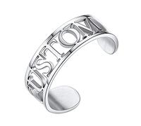 U7 Anello Personalizzato 1/2/3 Nome e Pietra Portafortuna in Acciaio Inossidabile Colore Argento/Oro Regalo per Uomo e Donna Compleanno/Anniversario/Natale