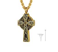 U7 Collana commemorativa urna per ceneri ciondolo nodo celtico acciaio inossidabile impermeabile con catena regolabile in acciaio inossidabile ciondolo per ceneri colore oro