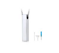 U7 Collana con Ciondolo Urna per Ceneria Barra Verticale in Acciaio Inossidabile Impermeabile Collana Commemorativa Ciondolo Barra con Catena Acciaio 46cm + 5cm colore argento
