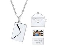 U7 Collana con Foto Personalizzata da Donna Ciondolo Busta Apribile con Piastrina Personalizzata con Foto e Incisione Acciaio Inossidabile Catena 46cm+5cm Colore Argento Regalo per Donna Mamma