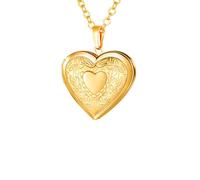 U7 Collana con Foto Personalizzata Medaglione Cuore Fiore da Donna, Ciondolo Portafoto Personalizzato + Catena Regolabile, Placcato Oro, Regalo Perfetto per Mamma Donna Ragazza
