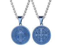 U7 Collana con medaglia di San Benedetto o in acciaio inossidabile 316L, medaglia sacramentale cristiana, protegge dal male, gioiello cattolico per uomini e donne, personalizzabile