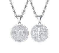 U7 Collana con medaglia di San Benedetto o in acciaio inossidabile 316L, medaglia sacramentale cristiana, protegge dal male, gioiello cattolico per uomini e donne, personalizzabile