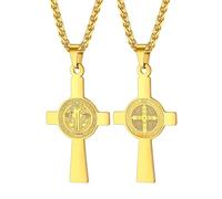 U7 Collana con medaglia di San Benedetto o in acciaio inossidabile 316L, medaglia sacramentale cristiana, protegge dal male, gioiello cattolico per uomini e donne, personalizzabile