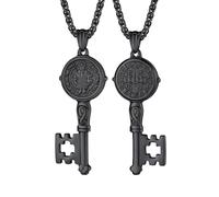 U7 Collana con medaglia di San Benedetto o in acciaio inossidabile 316L, medaglia sacramentale cristiana, protegge dal male, gioiello cattolico per uomini e donne, personalizzabile
