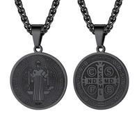 U7 Collana con medaglia di San Benedetto o in acciaio inossidabile 316L, medaglia sacramentale cristiana, protegge dal male, gioiello cattolico per uomini e donne, personalizzabile