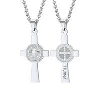 U7 Collana con medaglia di San Benedetto o in acciaio inossidabile 316L, medaglia sacramentale cristiana, protegge dal male, gioiello cattolico per uomini e donne, personalizzabile