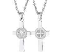 U7 Collana con medaglia di San Benedetto o in acciaio inossidabile 316L, medaglia sacramentale cristiana, protegge dal male, gioiello cattolico per uomini e donne, personalizzabile