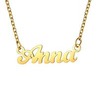 U7 Collana con Nome per Donna e Ragazza in Acciaio Inossidabile Collana con Nome Anna Collana Donna Placcato Oro 18K Ciondolo con Nome Regalo per Donna e Ragazza Compleanno San Valentino