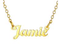 U7 Collana con Nome per Donna e Ragazza in Acciaio Inossidabile Collana con Nome Jamie Collana Donna Placcato Oro 18K Ciondolo con Nome Regalo per Donna e Ragazza Compleanno San Valentino