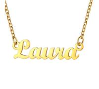 U7 Collana con Nome per Donna e Ragazza in Acciaio Inossidabile Collana con Nome Laura Collana Donna Placcato Oro 18K Ciondolo con Nome Regalo per Donna e Ragazza Compleanno San Valentino
