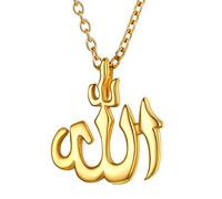 U7 Collana da uomo e donna Allah collana Islam Allah ciondolo in acciaio inossidabile collana musulmana religione amuleto colore argento nero oro confezione regalo