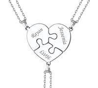 U7 Collana Donna Argento 925 Cuore Puzzle Personalizzata 3 Pezzi Ciondolo Cuore Personalizzato Argento Sterling 925 Ciondoli per BBF Coppia Amici Famiglia Regalo per Donna Natale Anniversario