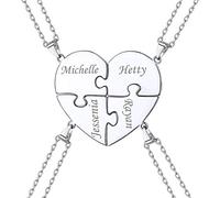 U7 Collana Donna Argento 925 Cuore Puzzle Personalizzata 4 Pezzi Ciondolo Cuore Personalizzato Argento Sterling 925 Ciondoli per BBF Coppia Amici Famiglia Regalo per Donna Natale Anniversario