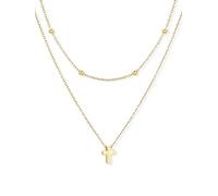 U7 Collana Donna Croce Placcato Oro 14K a Doppio Strato Minimalista Leggera