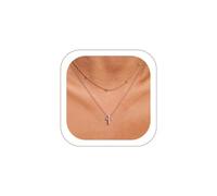 U7 Collana Donna Croce Placcato Oro Rosa a Doppio Strato Minimalista Leggera
