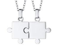 U7 Collana Donna Puzzle Personalizzata 2 Pezzi Ciondolo Puzzle Personalizzato Acciaio Inossidabile Collana per BBF Coppia Amici Famiglia Catenina 40+5 cm Regalo per Donna Natale Anniversario