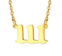 U7 Collana Numero Angelico 111, Oro Collana con Numero di Angeli, Placcato Oro 18K Collana Donna Portafortuna, Idee Regalo per Ragazza Mamma
