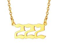 U7 Collana Numero Angelico 222, Oro Collana con Numero di Angeli, Placcato Oro 18K Collana Donna Portafortuna, Idee Regalo per Ragazza Mamma