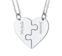 U7 Collana Puzzle Personalizzabile 2 Pezzi Ciondolo Cuore Personalizzato Catena Regolabile 40+5 cm Acciaio Inossidabile Collana per BBF Coppia Amici Famiglia Regalo per Donna Natale Anniversario