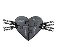 U7 Collana Puzzle Personalizzata 4 Pezzi Collana Cuore Divisa per Famiglia BBF Coppia AmiciCiondolo Cuore Personalizzato Acciaio Inossidabile Placcato Nero Catenina 40+5 cm Regalo per Donna