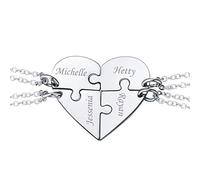 U7 Collana Puzzle Personalizzata 4 Pezzi Collana Cuore Divisa per Famiglia BBF Coppia AmiciCiondolo Cuore Personalizzato Acciaio Inossidabile Catenina 40+5 cm Regalo per Donna Natale Anniversario
