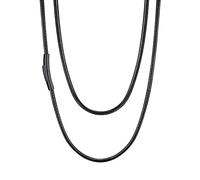 U7 Collana Uomo Pelle Caucciù Collane Uomo Nera 3 mm Larghezza Collane Estive Sottile, 51 cm Lunghezza Corda di Cera Impermeabile Sintetica