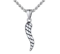 U7 Collana Uomo Portafortuna Corno Italiano Acciaio Inossidabile | Ciondolo Cornicello Portafortuna; Catena Acciaio Regolabile;Colore Argento/Nero/Oro/Oro Rosa;Regalo per Uomo Donna