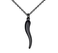 U7 Collana Uomo Portafortuna Corno Italiano Acciaio Inossidabile | Ciondolo Cornicello Portafortuna; Catena Acciaio Regolabile;Colore Argento/Nero/Oro/Oro Rosa;Regalo per Uomo Donna