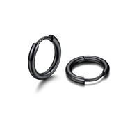 U7 Orecchini Donna Neri a Cerchio Piccolo 8 mm Orecchini Cerchio Uomo Huggie Neri Acciaio Inossidabile Larghezza 2mm Orecchino Cerchietto Colore Placcato Nero Regalo per Donna Uomo