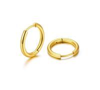 U7 Orecchini Donna Oro a Cerchio Piccolo 14 mm Orecchini Cerchio Uomo Huggie Acciaio Inossidabile Larghezza 2mm Orecchino Cerchietto Colore Placcato Oro Regalo per Donna Uomo