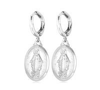 U7 Orecchini Donna Pendente Medaglia Miracolosa Vergine Maria Orecchini Donna Placcato Platini Religiosi Cattolici, Idee Regalo per Mamma Moglie