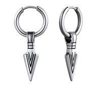 U7 Orecchini Uomo Cerchio con Pendente Lancia in Acciaio Inossidabile Orecchini Pendente Uomo Stile Vichingo Nordico Hip hop Colore Argento Regalo per Ragazzo Fidanzato Compleanno Natale
