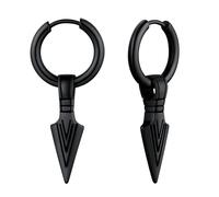 U7 Orecchini Uomo Cerchio Nero con Pendente Lancia in Acciaio Inossidabile Orecchini Pendente Uomo Stile Vichingo Nordico Hip hop Placcato Nero Regalo per Ragazzo Fidanzato Compleanno Natale