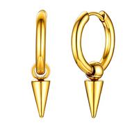 U7 Orecchini Uomo Pendenti Oro con Cono Vintage Orecchini Cerchio con Pendente Acciaio Inossidabile Chirurgico Placcato Oro Unisex Idee Regalo per Uomo e Donna Compleanno Natale