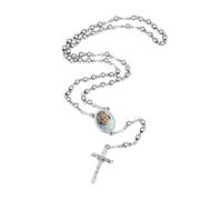 U7 - Rosario personalizzato per donne e uomini, con foto e testo, in acciaio inox, rosario con perline cattoliche e croce, regalo cristiano commemorativo