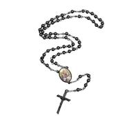 U7 - Rosario personalizzato per donne e uomini, con foto e testo, in acciaio inox, rosario con perline cattoliche e croce, regalo cristiano commemorativo