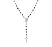 U7 - Rosario personalizzato per donne e uomini, con foto e testo, in acciaio inox, rosario con perline cattoliche e croce, regalo cristiano commemorativo