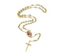 U7 - Rosario personalizzato per donne e uomini, con foto e testo, in acciaio inox, rosario con perline cattoliche e croce, regalo cristiano commemorativo