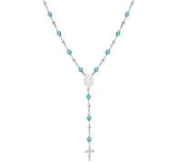 U7 - Rosario personalizzato per donne e uomini, con foto e testo, in acciaio inox, rosario con perline cattoliche e croce, regalo cristiano commemorativo